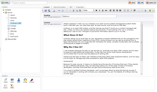 Umbraco CMS Screenshot